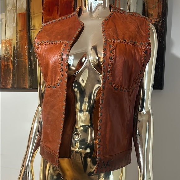 Jackets & Blazers - Brown Leather Vest vintage
